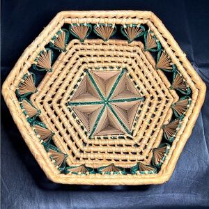 Vintage Reed, Straw, Raffia Basket Woven